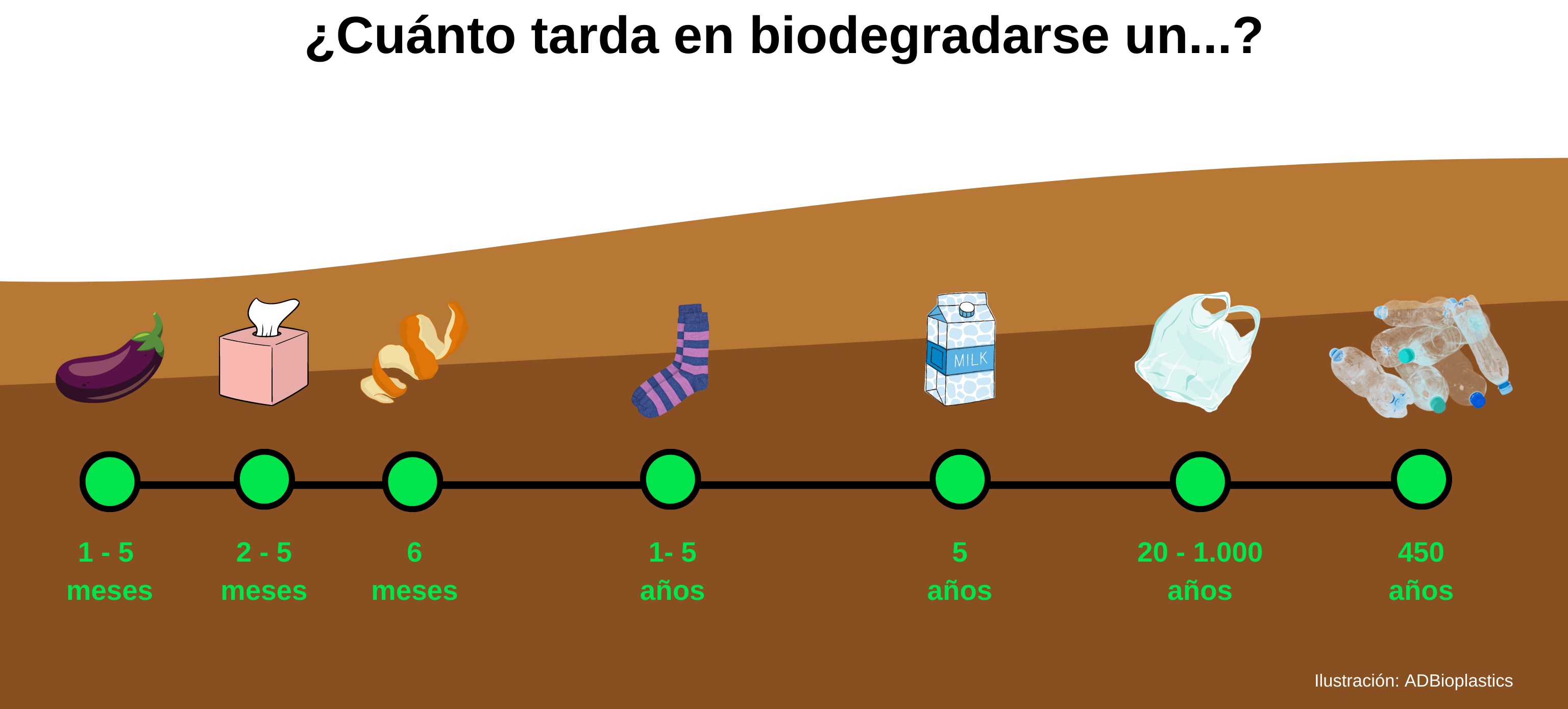 Tiempo de biodegradación de materiales y productos