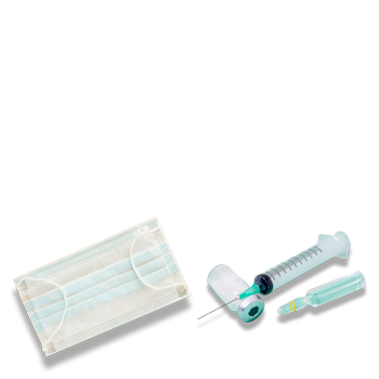 Masks, syringes, catheters and other single-use medical devices made of PLA-Premium bioplastic.